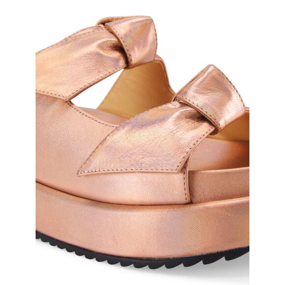 Alexandre Birman Asymmetric Clarita Bounce Leather Sandals - 10 - Champagne - Picture 5 of 6